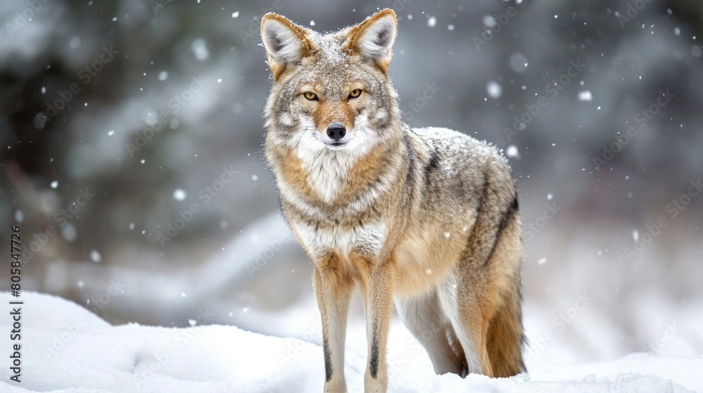 Coyote Standing in Snowy Winter Landscape Coyote Standing in Snowy Winter Landscape