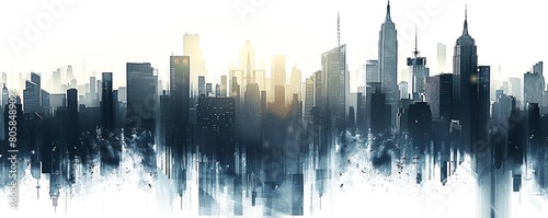 A business vector background featuring an abstract cityscape silhouette in monochrome tones, ideal for urban business themes