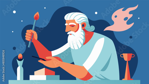 An artist creating a sculpture chisels in hand capturing the essence of the Stoic belief in shaping ones own destiny.. Vector illustration