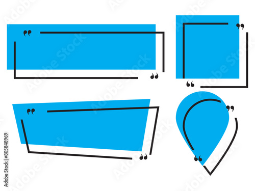 Quote box frame collection. Quotes frames. Quote remark. Set of various colorful isolated quote frames. Speech bubbles with quotation marks. Vector illustration