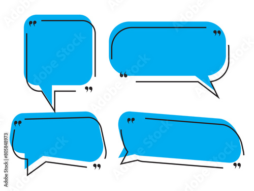 Quote box frame collection. Quotes frames. Quote remark. Set of various colorful isolated quote frames. Speech bubbles with quotation marks. Vector illustration
