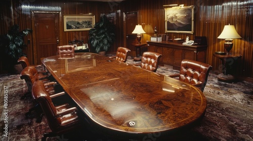 The 1980s boardroom: where polished mahogany tables mirrored the uncompromising professionalism of those who sat around them. photo