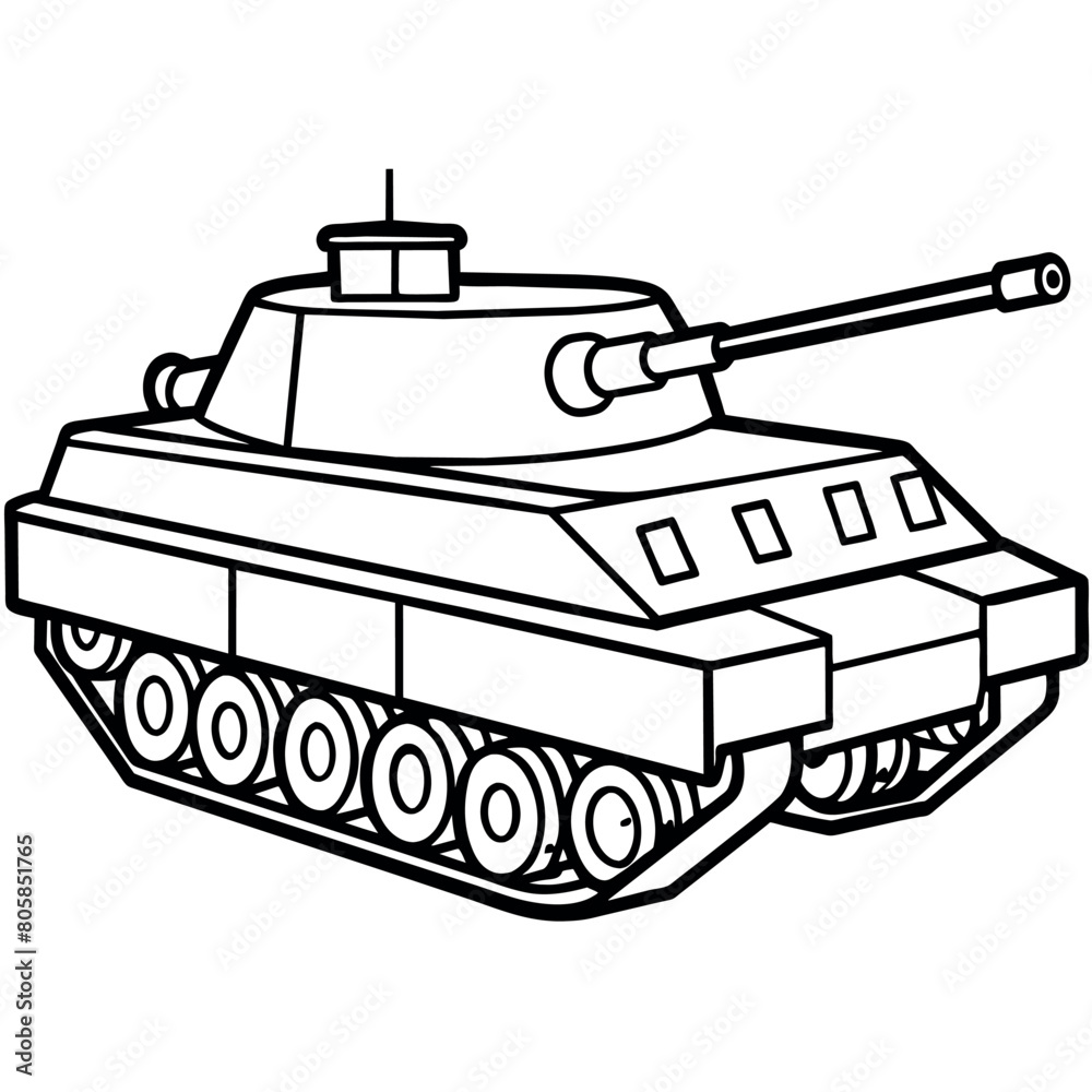 Tank outline coloring book page line art illustration digital drawing Tank outline coloring book page line art illustration digital drawing