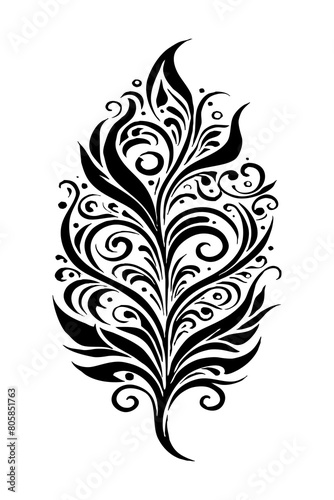 Botanical black and white pattern. For use on tattoos, posters, textiles, T-shirt printing. Generated by Ai photo