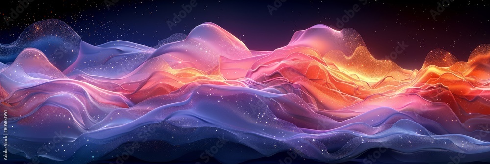 Obraz premium A vibrant, electric blue wave resembling clouds or petals on a dark background