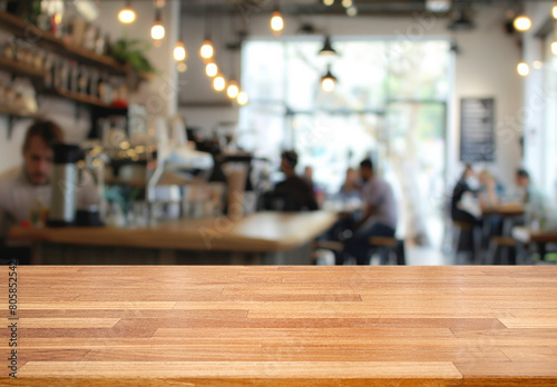 Wallpaper Mural cafe kitchen table background, wood counter top on blur of white clean abstract home interior with bokeh. used for display or montage your wooden for dining background. tabl banner, podium Torontodigital.ca