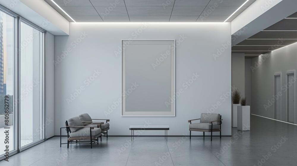 Frame mockup, modern office room interior, 3d render Frame mockup, modern office room interior, 3d render