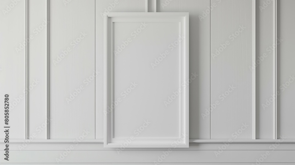 Frame mockup, white wall room interior, 3d render