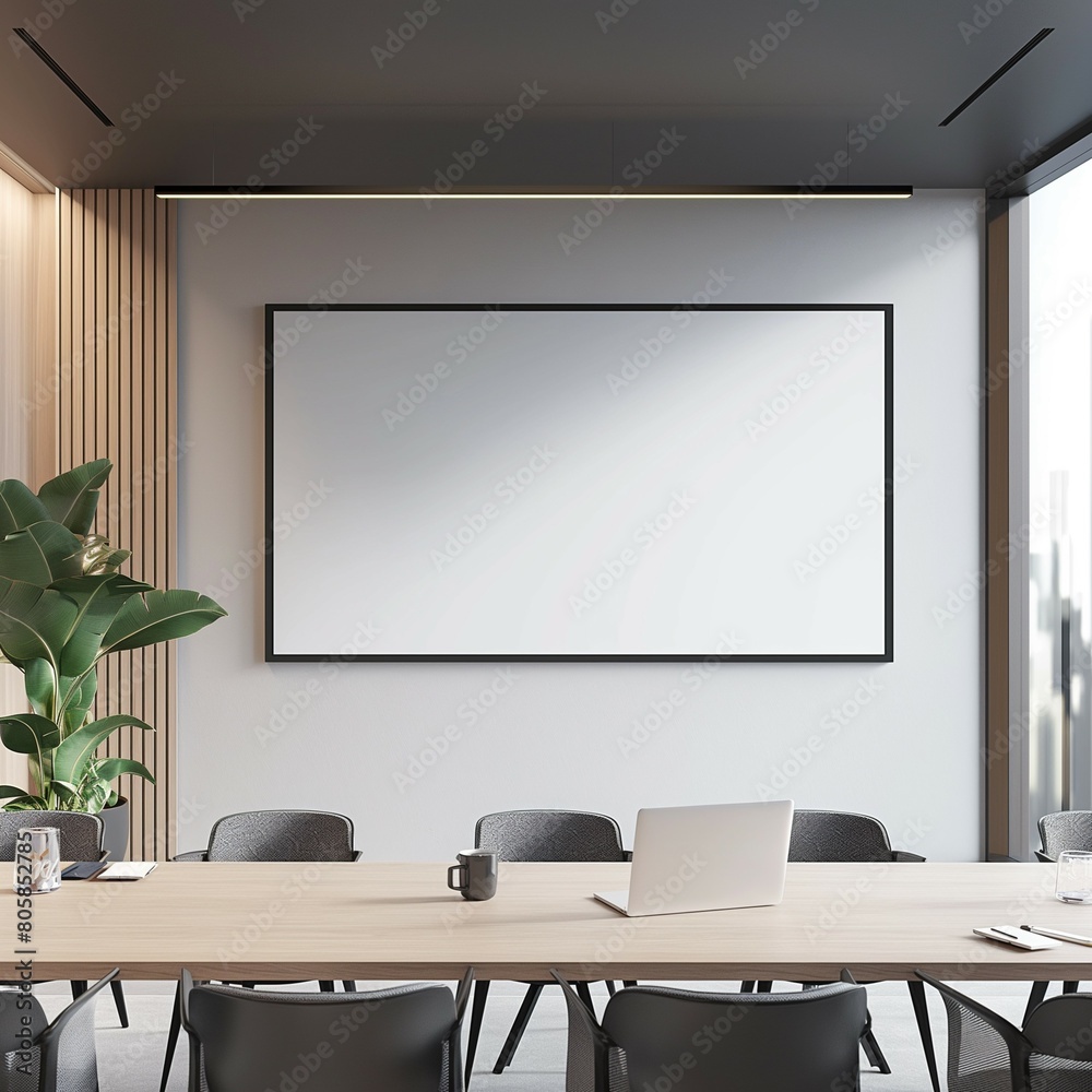 Frame mockup, modern office conference room interior, 3d render Frame mockup, modern office conference room interior, 3d render