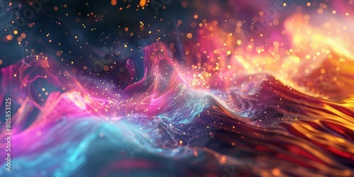 A colorful, swirling ocean of light and fire
