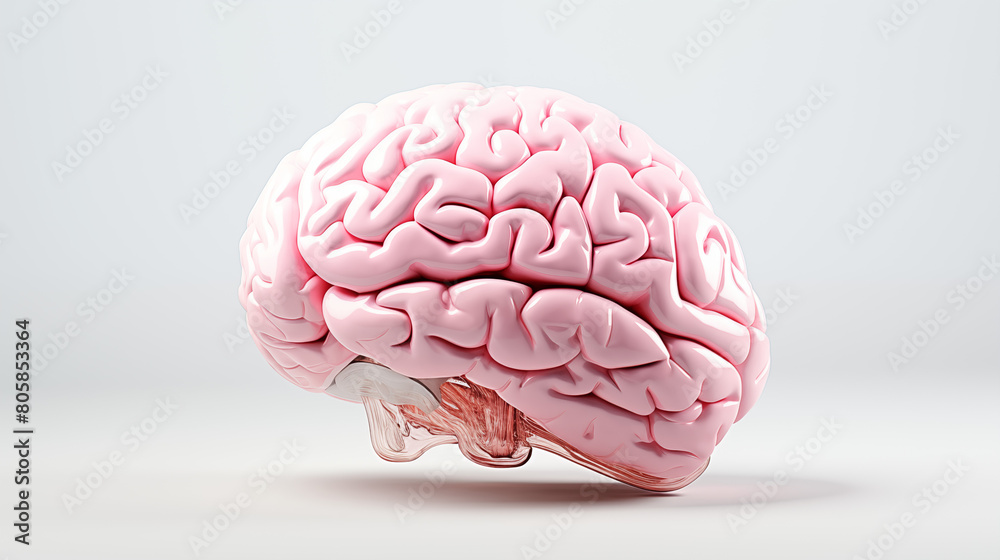 pink realistic human brain on a clean pastel light pink realistic human brain on a clean pastel light