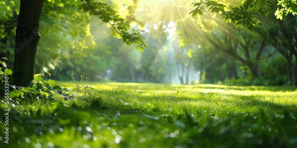 Obraz premium A lush green field with a tree in the background