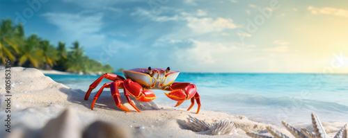 Colorful crab on a tropical beach