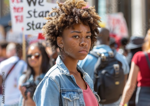 Determined Young Woman at Social Justice Rally