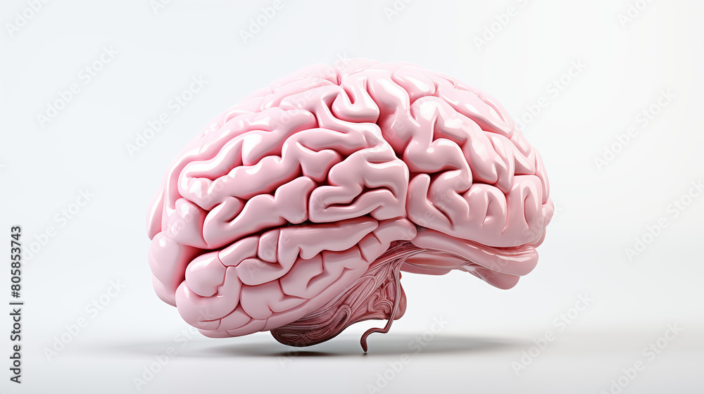 pink realistic human brain on a clean pastel light pink realistic human brain on a clean pastel light