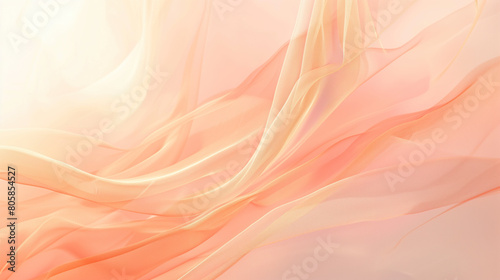 Soft peach-colored flowing fabric creating an abstract and dreamy composition with gentle curves and warm hues.