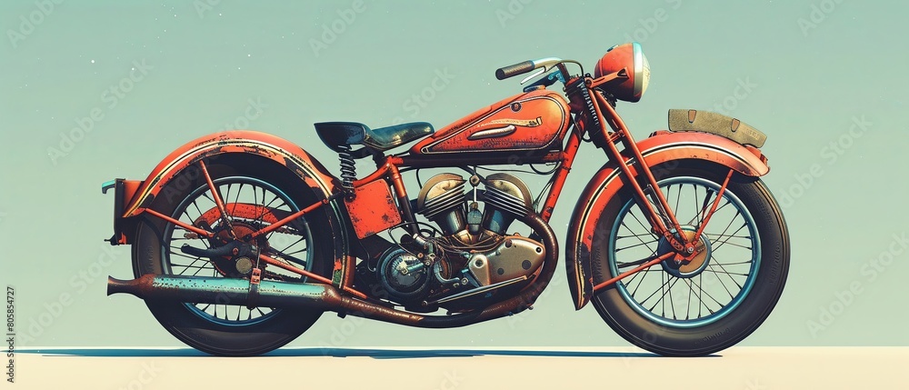 Fototapeta premium vintage motorcycle, classic motorcycle, generative AI illustration