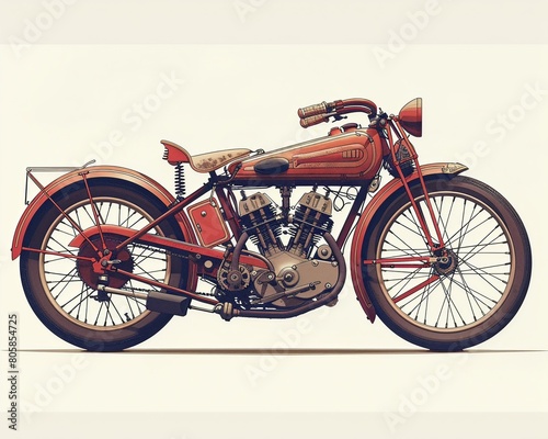 vintage motorcycle, motorcycle, classic motorcycle, generative AI illustration photo