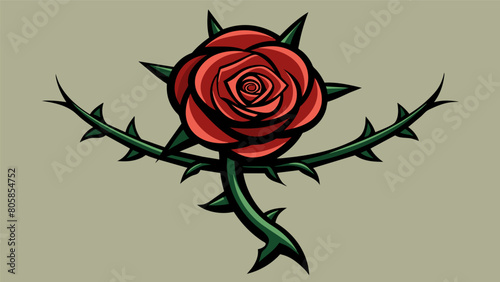A rose with thorns representing the stoic understanding of the dual nature of and pain.. Vector illustration