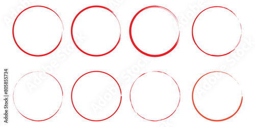 Set of hand drawn sketchy circular scribble circles , pencil or pen handwritten. Collection of isolated doodle design elements for logo, sign, emblem, frame, border. Vector illustration. EPS 10