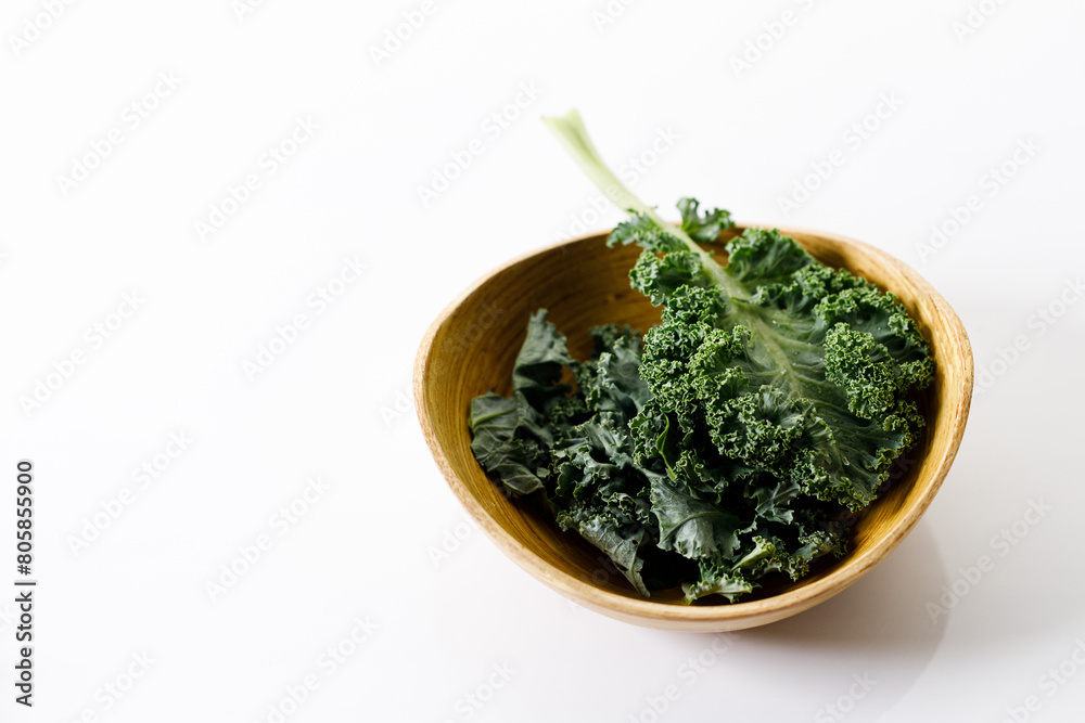 Fresh green Kale leaf salad vegetable on white background Fresh green Kale leaf salad vegetable on white background