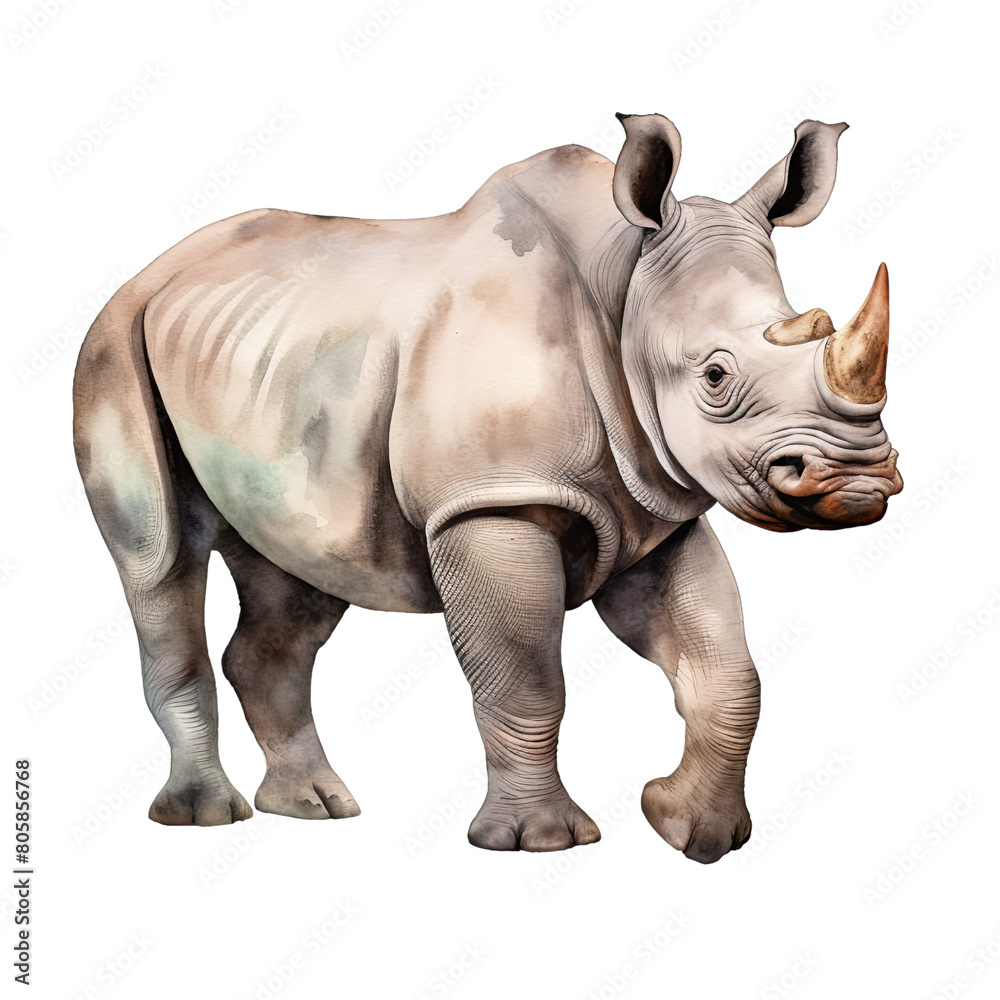 AI-Generated Watercolor cute Rhino Clip Art Illustration. Isolated elements on a white background. AI-Generated Watercolor cute Rhino Clip Art Illustration. Isolated elements on a white background.