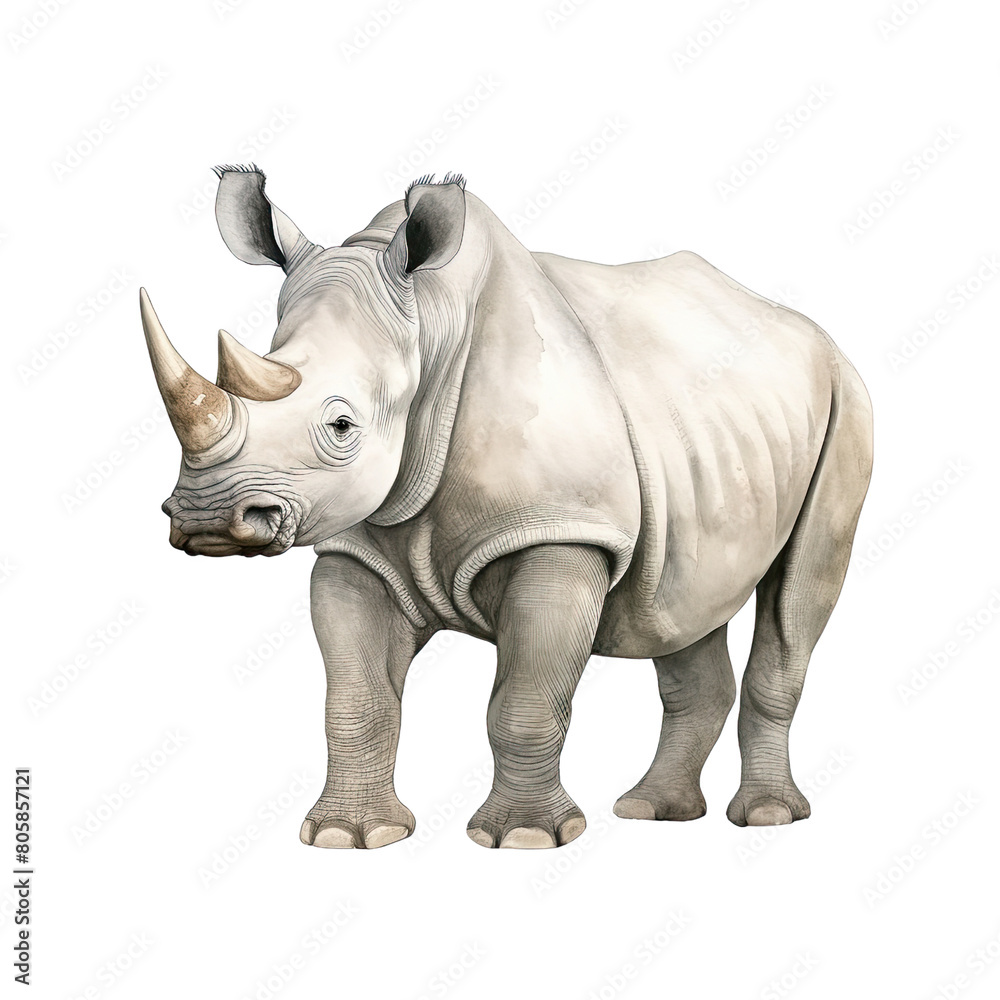 AI-Generated Watercolor cute Rhino Clip Art Illustration. Isolated elements on a white background. AI-Generated Watercolor cute Rhino Clip Art Illustration. Isolated elements on a white background.