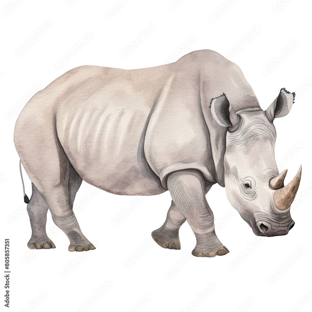 AI-Generated Watercolor cute Rhino Clip Art Illustration. Isolated elements on a white background. AI-Generated Watercolor cute Rhino Clip Art Illustration. Isolated elements on a white background.