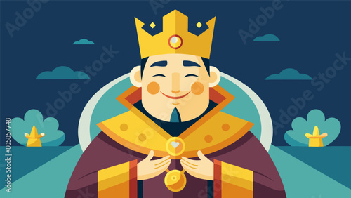 With a gentle smile the emperor practices a series of affirmations reaffirming his worth and purpose.. Vector illustration photo