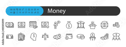 set of money icons, finance, profit, income