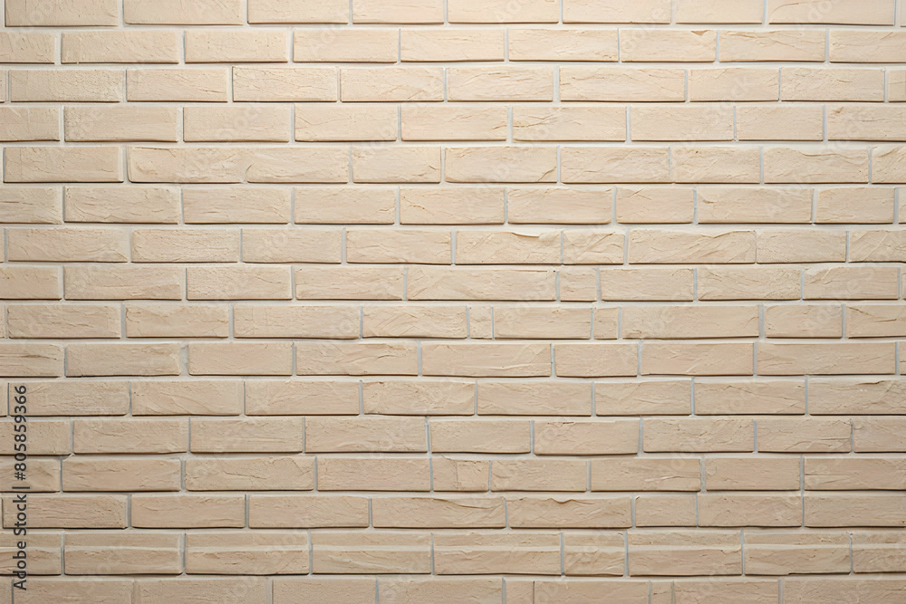 Obraz premium Cream brick wall texture background. Tile floor cleaning.