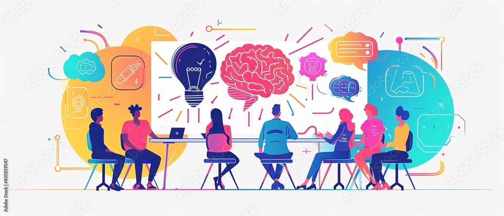 Teamwork concept, An energizing design of a diverse team working together on a project Teamwork concept, An energizing design of a diverse team working together on a project