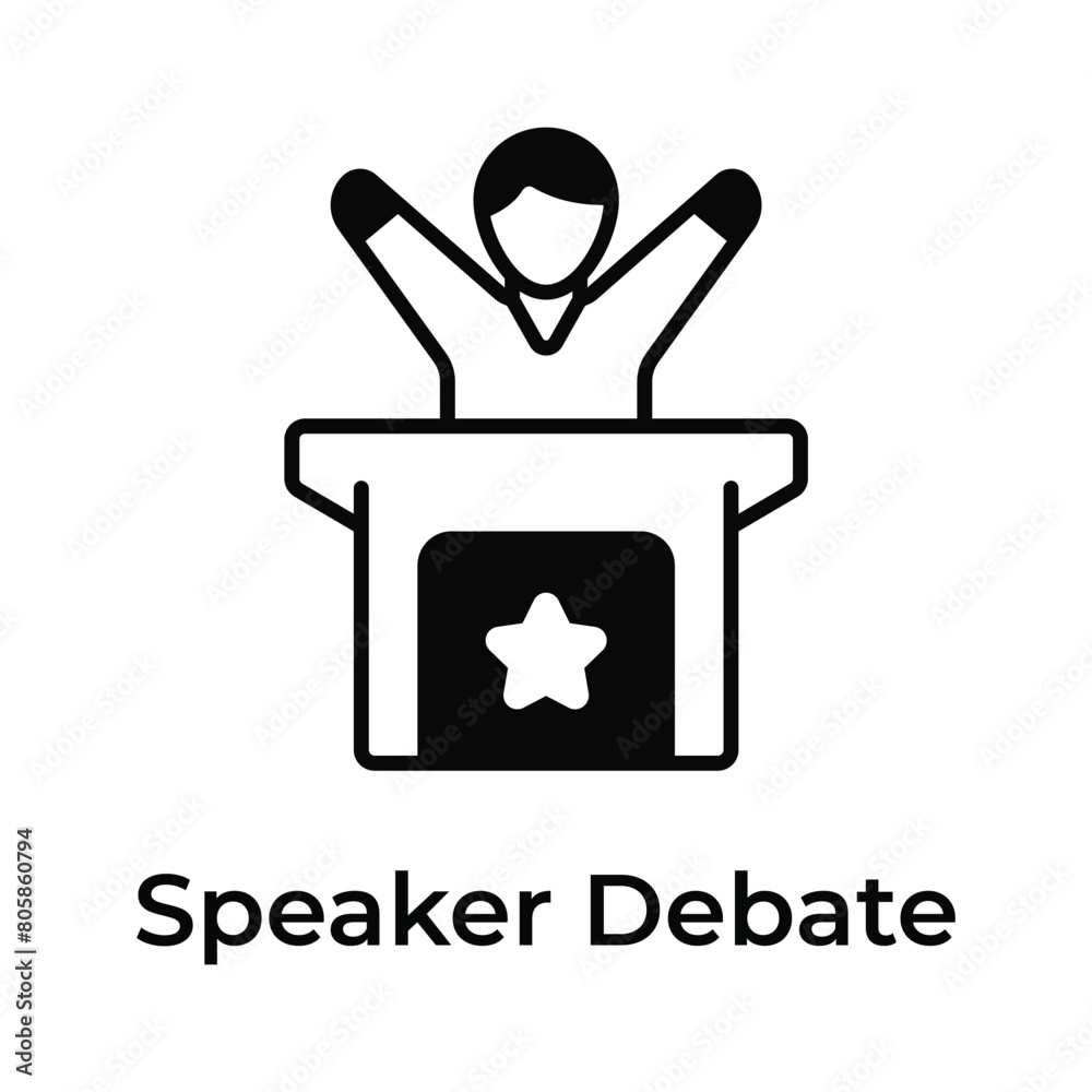 Orator, public speech icon in modern design style Orator, public speech icon in modern design style
