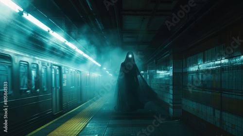 A floating shadow ghost in ight on street 