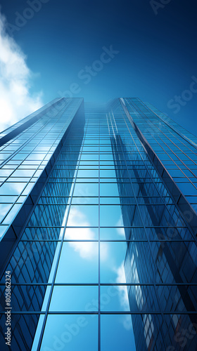 Blue sky background with glass building