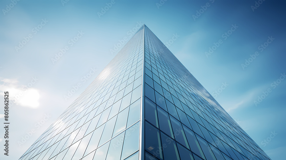 Blue sky background with glass building