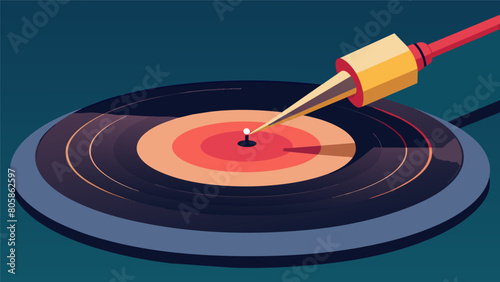 The intricacies of a record needles tip as it makes contact with a vinyl bringing music to life. Vector illustration