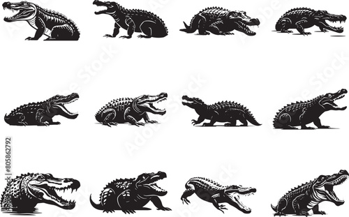 Crocodile Silhouette Vector Illustration