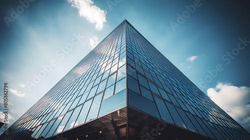 Blue sky background with glass building