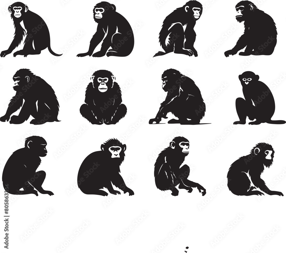Monkey Silhouette Vector Illustration Monkey Silhouette Vector Illustration