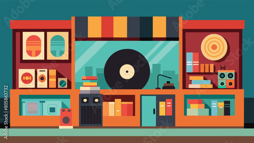 From rock to country to jazz the selection of albums available to listen to in the booths was diverse catering to all musical tastes. Vector illustration