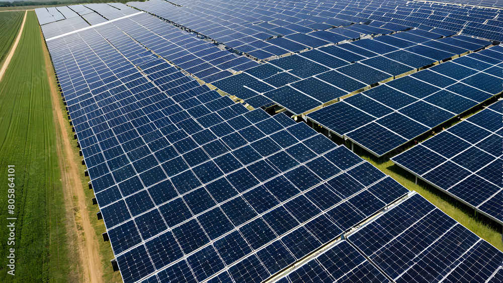Solar panels under the sun, AI generated Solar panels under the sun, AI generated