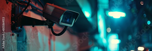 security camera footage of a burglary in progress, urban crime  photo