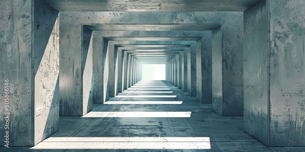 Fototapeta premium Grand Hallway With Columns and Illuminated Light