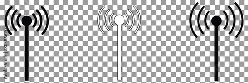 Antenna tower icons. Telecommunication tower with antennas. Vector illustration. Eps 10.