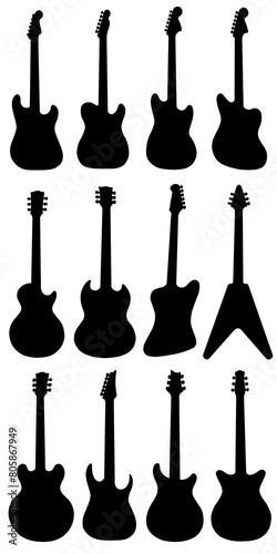 set of electric guitar silhouette