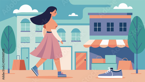 A soft girl browsing through vintage shops in a hipster neighborhood her outfit of a flowy skirt and chunky sneakers fitting right in with the artsy.