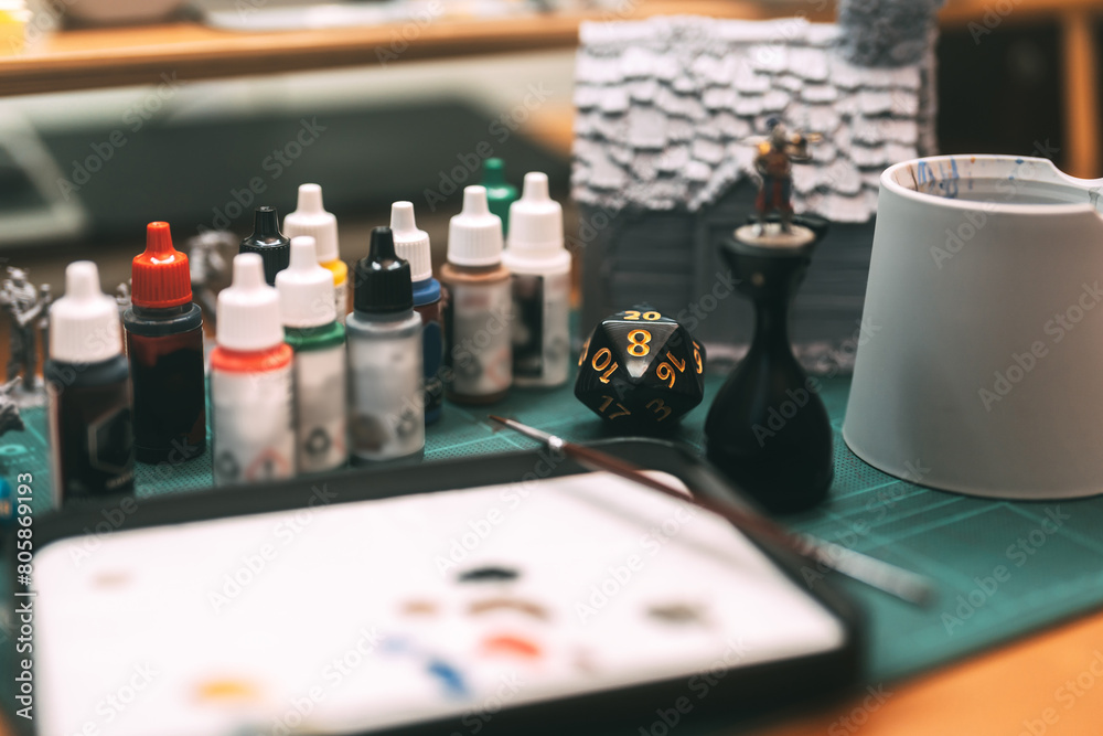 Brush paint acrylic colour to miniatures for tabletop role playing game or board games Brush paint acrylic colour to miniatures for tabletop role playing game or board games