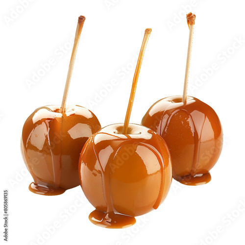 Caramel apples, transparent background, isolated image, generative AI