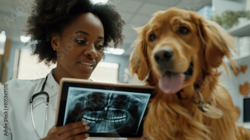 A Veterinarian Showing Tablet Screen photo